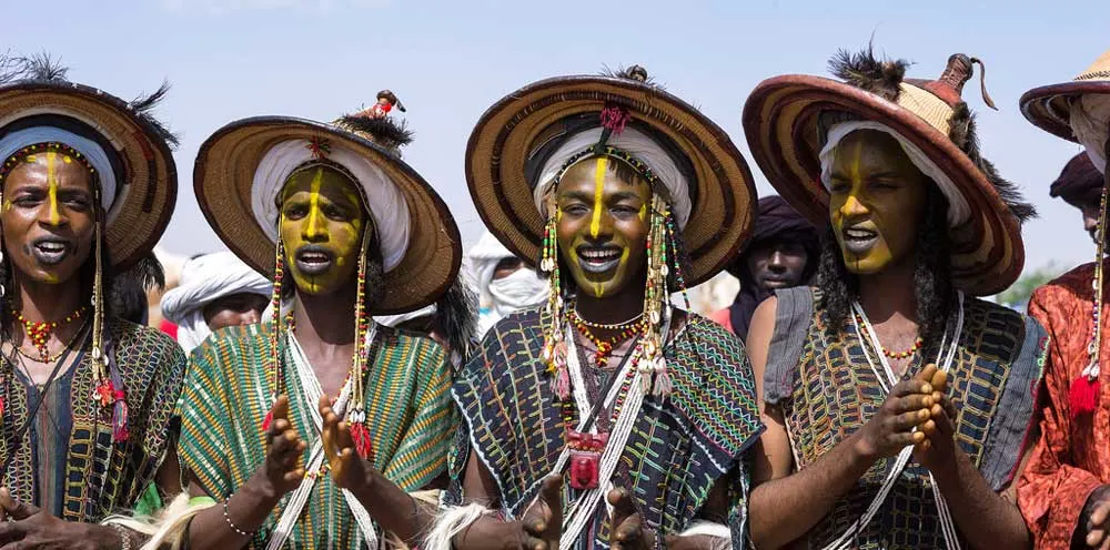 Group of people in African celebrations in Chad