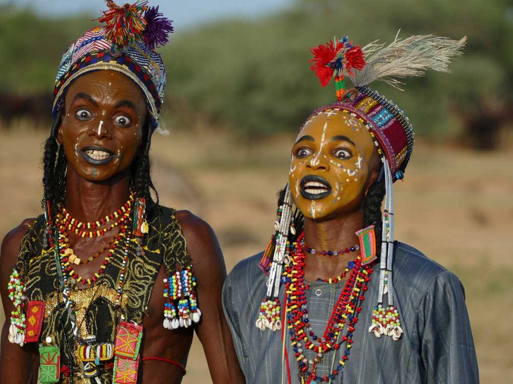People dressed for Gerewol Festival in Chad