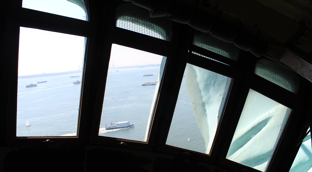 View from the crown of the Statue of Liberty