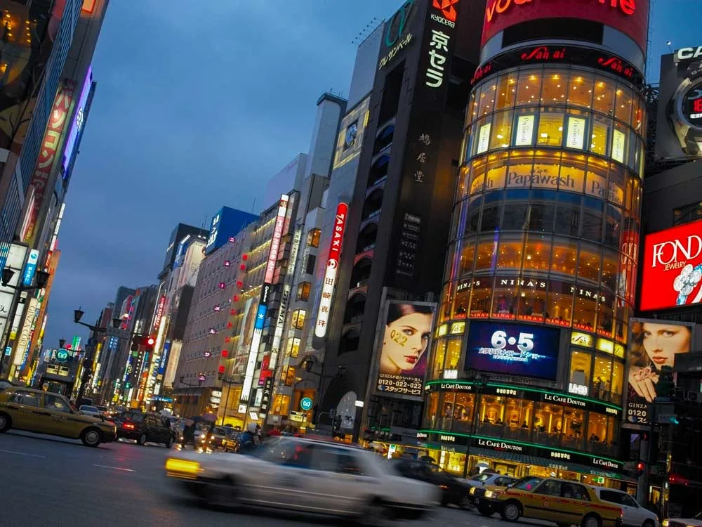 Ginza shopping district in Tokyo, Japan