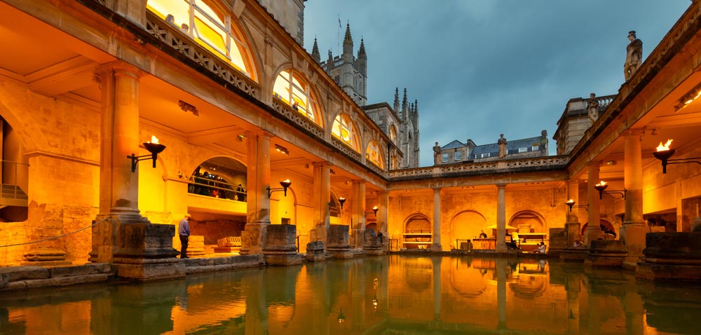 Famous Roman baths in Bath UK