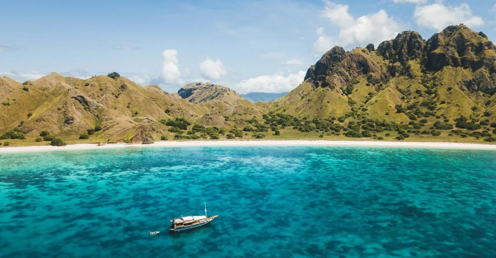 Indonesia cruise near an island