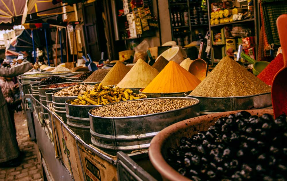 Morocco Market selling spices